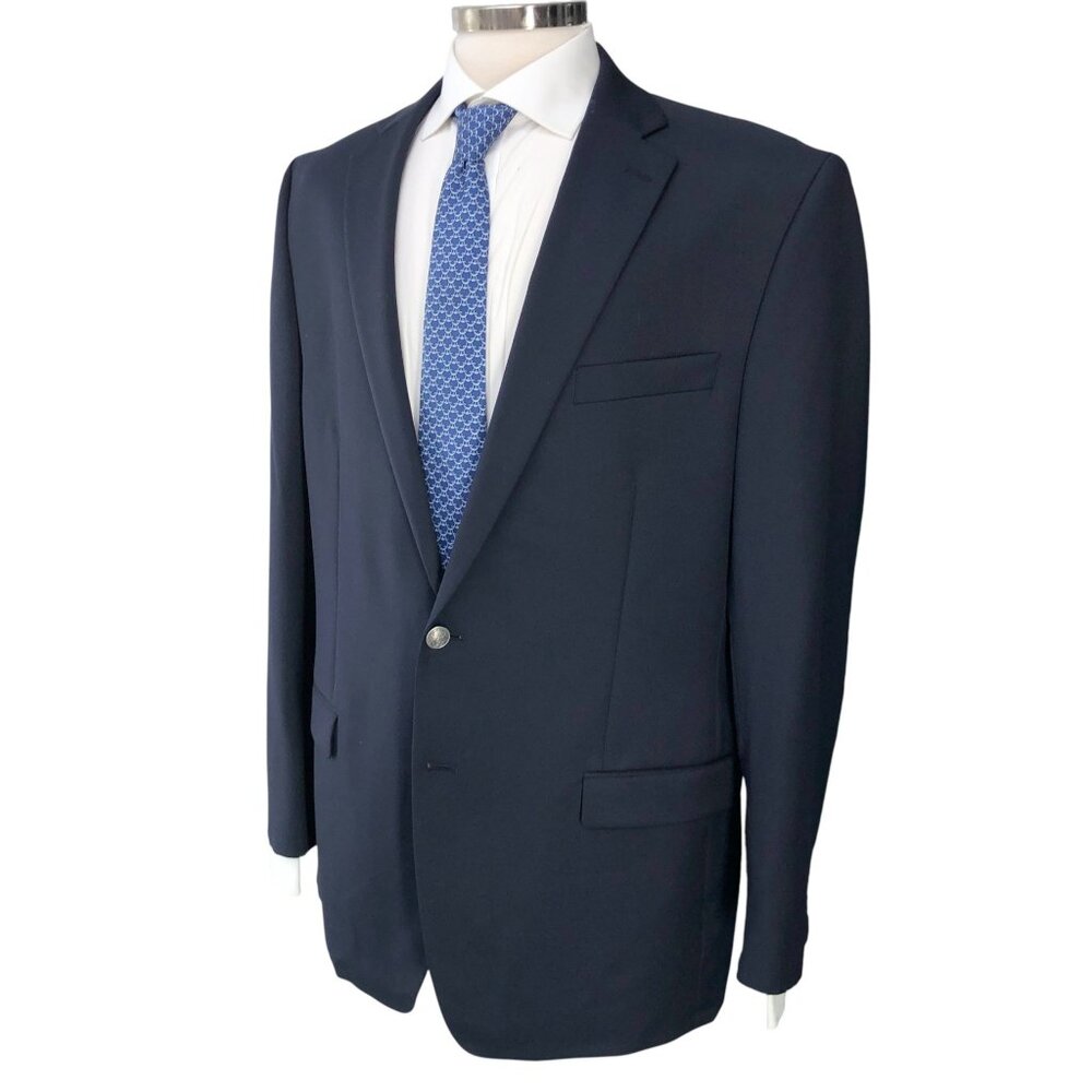 Michael Kors Blazer Mens 44L Navy Wool Blend Sport Coat Two Button Classic
